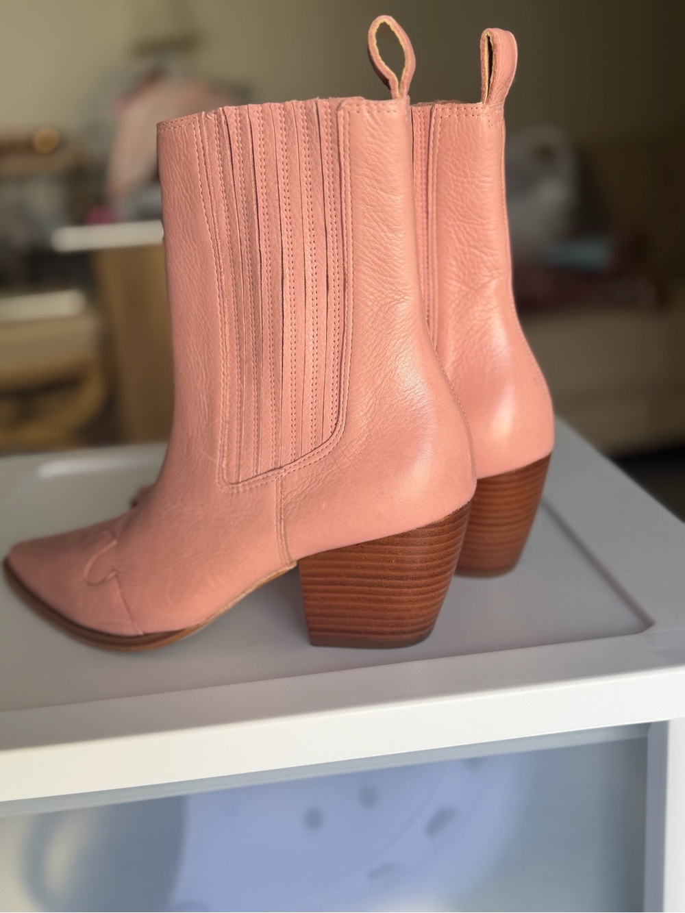Matisse Blush Pink Leather Western Ankle Boots